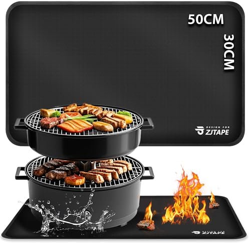 Base ignífuga – Esterilla resistente al calor para barbacoa de 50 x 30 cm, resistente al fuego, protege la mesa de preparación y la mesa de barbacoa al aire libre, estera de protección contra el calor