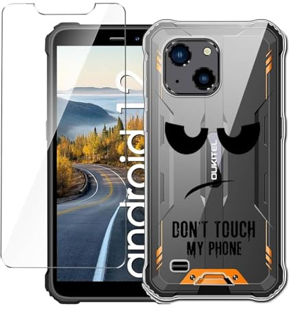 LYZXMY Hülle für Oukitel G2(6.0) Transparent Handyhülle + Stück Gehärtetes Glas Schutzfolie, Case Weich Silikon TPU Schutzhülle Cover-DUO5