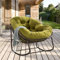 LIFEISLE Schaukelstuhl für drinnen & draußen, Wasserdicht Rattan Loungesessel mit gepolsterung, Ei-Schaukelstuhl für Wohnzimmer Balkon Garten Outdoor Olive Grün