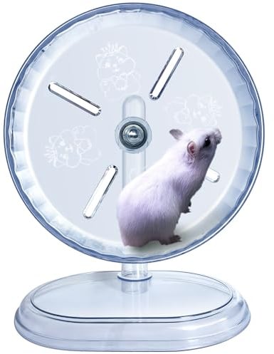 Hamsterrad,Silent Hamster Rad,Ruhiges Hamsters Rad,Super-Silent Hamster Übungsrad,Einstellbarer Stand Hamsters Wheel für Mäuse,Kleintiere (Weiß, Ø18cm)