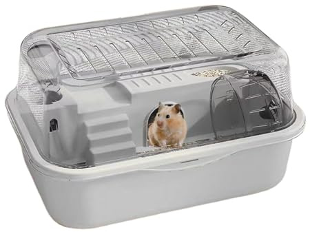 Hamsterkäfig, Lebensraum für kleine Rennmäuse, 35 x 25 x 20 cm, doppelschichtiger Lebensraumkäfig für Kleintiere, Zubehör für kleine Haustiere für Hamster, Meerschweinchen, Rennmäuse
