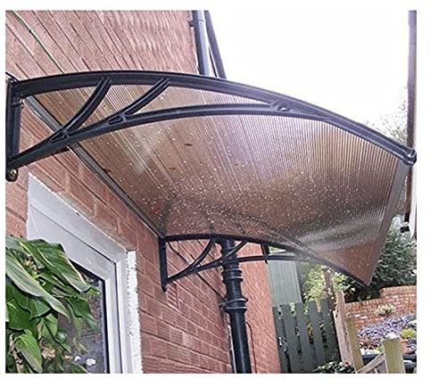 Patio Door Canopy Awning Shelter with Real Glass Cover for Front Porch Black 80 * 120Cm