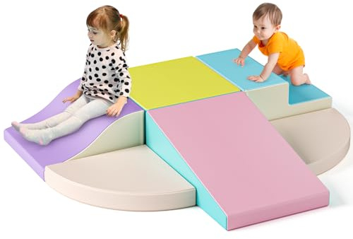 STYPLZ 6p-weiße Kletterblöcke für Babys, Baby-Kletterblöcke, kratzfester PU-Bezug, leicht zu reinigen, versteckter Reißverschluss, hochelastischer Schaumstoff, weiches Spielset für Kinder