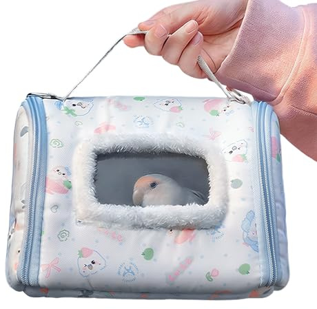 Vogel Transportbox für Wellensittiche & kleinePapageien, Tragbare Vogeltasche mit Sichtfenster & Edelstahl-Bodenrost, Verdickter Warmer Reisekäfig für Vögel, Transportkäfig