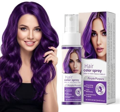 Lila Haarfarbe Spray Auswaschbar - Temporäre Haartönung für Kinder & Erwachsene, Sofortiges Hair Color Spray für Karneval, Halloween & Cosplay, 30ml Lila Haarspray für Party & Festival