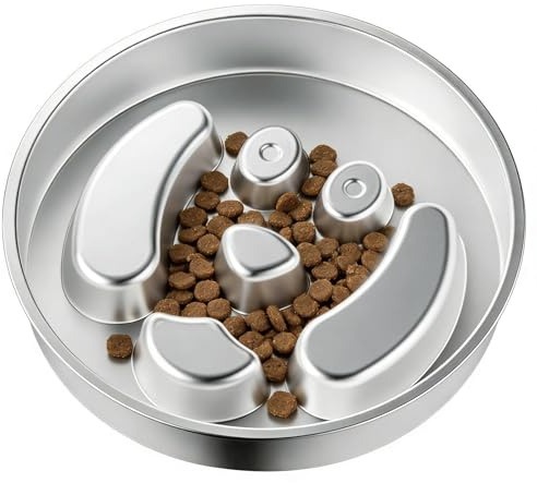con freno a pedale per cani, in acciaio , giocattolo di interazione, regolabile per mangiare lentamente, per casa, viaggi, campeggio, box, cuccia