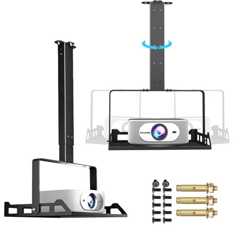 Extending Projector Ceiling Mount with Tray Height Adjustable Projector Stand for Ceiling and Wall Support 45° Tilt Bracket Projectors Tray Mount for Home Office,Holds up to 22lbs,Hidden Cable Routing