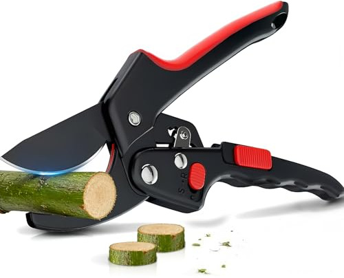 Ratchet Secateurs Heavy Duty Garden 3X Power Cutting Width 3/4 SK-5 Steel