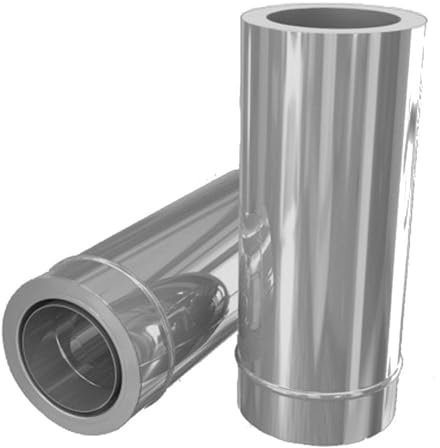 Edelstahlschornstein Wanddurchführung 500 mm DW 120 kürzbar mit Wandfutter inkl. Klemmband