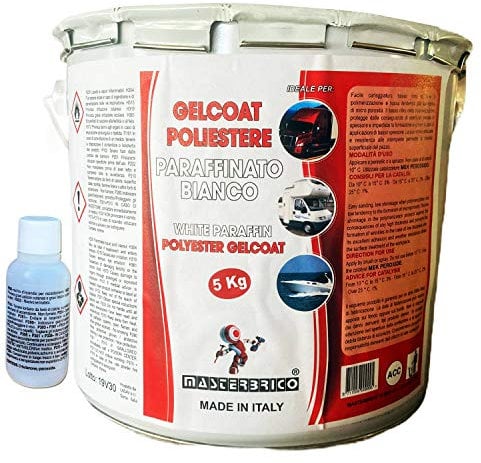 Lasav Gelcoat blanc bi-composant avec catalyseur, 5 kg, pour bateaux et moules