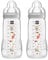 MAM Easy Active Bottles | 2 Pack (2 x 330ml) | Fast Flow MAM Teats Size 3 | Baby Accessories | Beige (Various Designs)