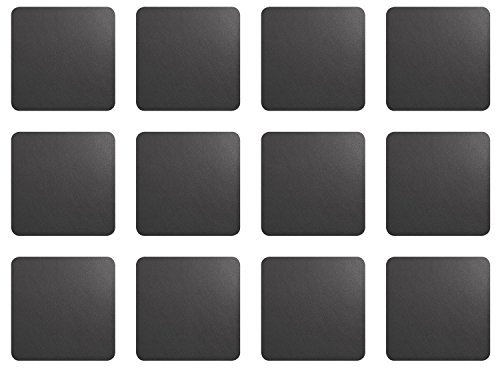 ASA Selection 7837420 Untersetzer für Gläser, 10 x 10 cm, Kunststoff in Lederoptik, Basalt (3 x 4er Pack)