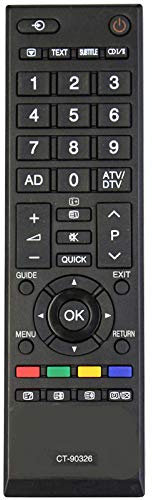 VINABTY CT-90326 Ersatz Fernbedienung kompatibel mit TOSHIBA 19AV615DB 19AV615DG 19AV616DB 22AV603PG 22AV605PB 22AV605PG 22AV605PR 22AV606PG 22AV606PR 22AV615DD G 22AV6 16DB 26AV603PR 26AV605PB