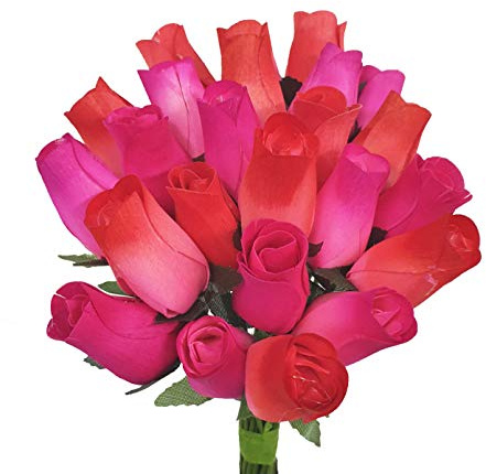 Homestreet Blumenstrauß, 2 Dutzend Holzrosen in einer Auswahl von Farben, sofortiges florales Geschenk (rosa)