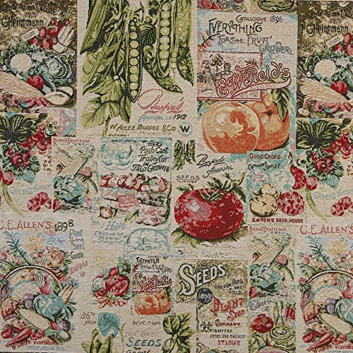 Kt KILOtela - Polsterstoff, Möbelstoff, Jacquard Gobelin, Dekostoff, Modische Accessoires, Tischdecke, Vorhang, oder Dekoartikel, Meterware ab 50 cm, Obst und Gemüse, Mehrfarben