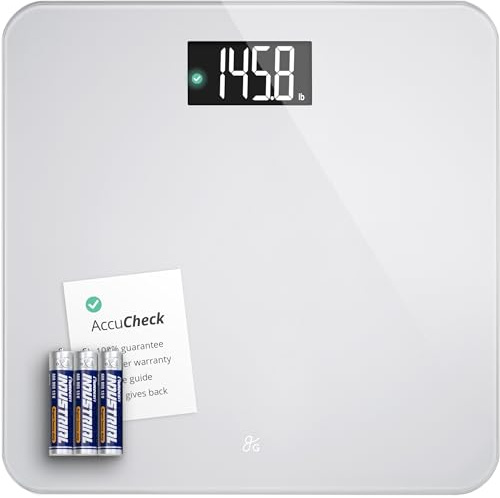 Greater Goods AccuCheck Digital Scale for Body Weight - Accurate Digital Bathroom Scale with High-Precision Sensors, Large Easy-to-Read Backlit Display, 400 lb Capacity, Auto Step-On (Gray)