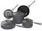 Ninja Foodi Neverstick, Premium Anti-Scratch Nesting Pots & Pans with Lids, Stainless Steel Glass, Slate Grey, C38000