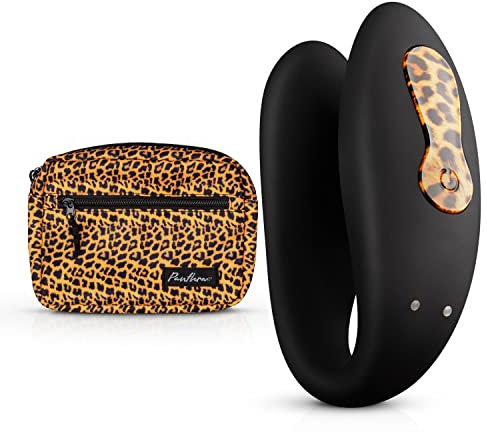 Panthra Paar Vibratoren Zuna - Der perfekte Vibrator für Paare – Zur Stimulation von Penis, G-Punkt und Klitoris – Tragbarer Vibrator inkl. Passende Gürteltasche - Leopard Drucken