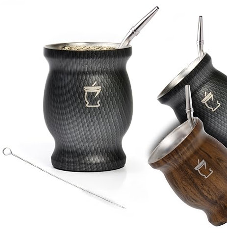 BARGRIN Mate Tee Set - Mate Becher - Set Mit Mate und Bombilla - Teetassen - Matebecher doppelwand Design - Yerba Mate Set Tasse