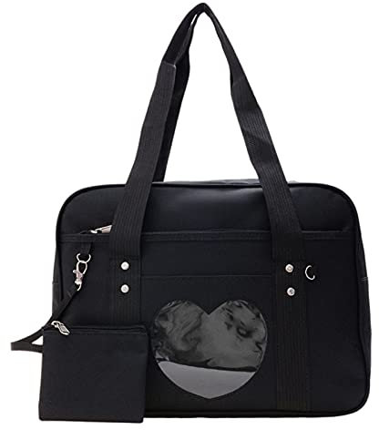 AlwaySky Ita Bag Heart Shape Window Japanese School Handbag Large JK Bag Girls Duffle Purse Anime School Satchels for Lolita Comic DIY Cosplay