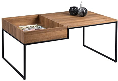 Möbel Jack Couchtisch - Eichedekor - Metallgestell - 105 x 66 cm