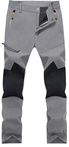 EKLENTSON Men's Trousers Quick Dry Water Resistant Breathable Mountain Bike Trousers Stretch Thin Hiking Pants Light Grey,36