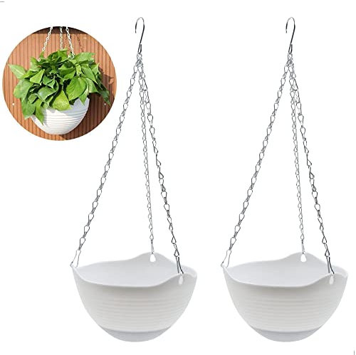 gexuamz Hängender Pflanzer Blumentopf Hängend Balkon Blumenampel - Kunststoff Hängekorb Hängende Hängetöpfe mit Kettenhaken für Pflanzen Blumen Kräuter