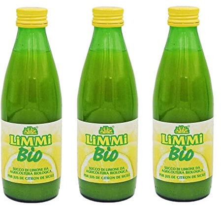 Limmi Lotto di 3 x succo di limone biologico – bottiglia 250 ml