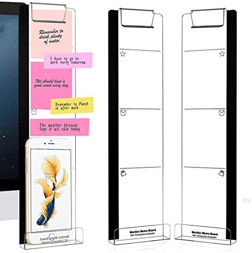 Multifunktions-Computer-Monitor Message Board Bildschirm Memo Board Transparent Computer Seitenteil mit Telefonhalter 1 Set (2)