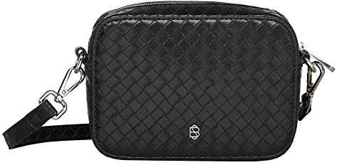 Becksöndergaard Rallo Minnie Bag in Schwarz - kleine Umhängetasche Damen aus Kunstleder mit Flechtmuster - L:17 x H:12 x B:4 cm