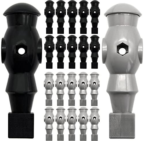 EYEPOWER 22 Tischkicker Figuren 16mm - Grau Schwarz - 2 Mannschaften Tisch Fussball Kicker Figuren - Tisch Fussballspiel Zubehör Fußball Kickertisch Ersatzteile Tischfussball Figuren Kicker Tisch