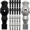 EYEPOWER 22 Tischkicker Figuren 16mm - Grau Schwarz - 2 Mannschaften Tisch Fussball Kicker Figuren - Tisch Fussballspiel Zubehör Fußball Kickertisch Ersatzteile Tischfussball Figuren Kicker Tisch