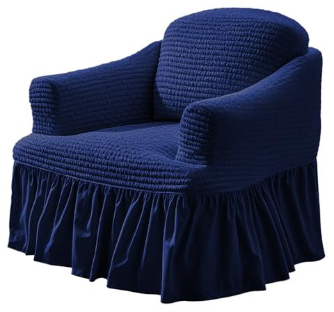 NAKIHOUSE Sofa Überwürfe Sofabezug 1 Sitzer Elastischer Blau Couchbezug Sofahusse Antirutsch Sofabezüge Sofa Abdeckung Stretch Couch Überzug Sofa Hussen mit 1 Kissenbezug