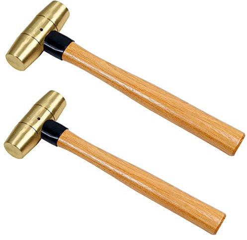 WEDO 2-teiliges Messinghammer Set,Messing Fäustel 675g+900g,Vorschlaghammer mit Holzgriff,Stemmhammer,Abbruchhammer für DIY,Reparatur,Camping,Holzarbeit,Hauswartung