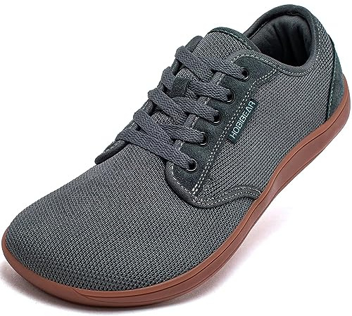 HOBIBEAR Unisex Wide Barefoot Minimalist Shoes for Men Women Outdoor Trail Walking Shoes(Grey/Brown, UK 10)