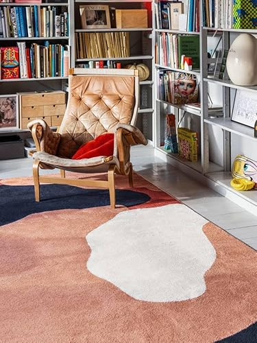 RugVista Big Sur Teppich, 160 x 230 cm, Terracotta/Navy | Moderne, Rechteckig, Niedriger Stapel, Nur chemische Reinigung, Oeko-Tex 100