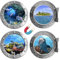 4 Stück Kreuzfahrt-Tür-Dekorationen, magnetische Kreuzfahrt, Bullauge, Türmagnete, Schildkröte, Palme, Kreuzfahrtmagnet, das Meer, Naturlandschaft, Kühlschrankdekoration für Karneval, Kreuzfahrt,