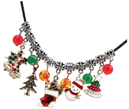 jojofuny Weihnachtsfeier Halskette Schneemann Festliche Schlüsselbeinkette Weihnachtskette Weihnachtsbaum Choker Fräulein Achat Anhänger