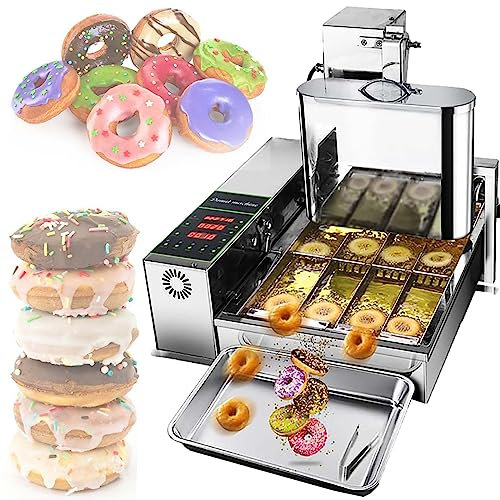 4 Row Automatic Donut Machine,Commercial Digital Donut,Fryer Commercial Mini Donut Maker Donut Machine Maker Adjustable Donut Thickness Stainless Steel 5.5l Hopper 1800 Unit/H