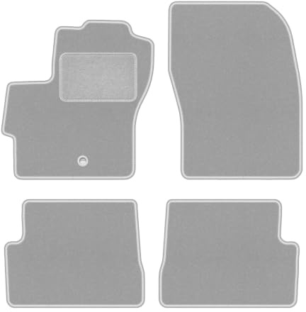 Velours-Fußmatten passend für Mazda 3 I BK 2003-2009, Grau, Oslo, passgenau | passend für Schrägheck; Velours-Teppich (Polypropylen), ca. 6,5 mm; rutschfest, ovale Befestigungen (Typ OWAL)