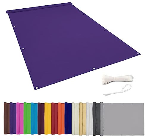 Ygann Balkon Sichtschutz PB2 PES blickdichte Balkonumspannung mit Ösen und Kabelbinder 8 Tage geliefert - in div.352 Größen & 15 Farben 420D Lila,2x3.5m