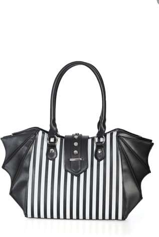 Banned Annabelle Handtasche Flügel der Fledermaus Halloween Gotisch Gestreift