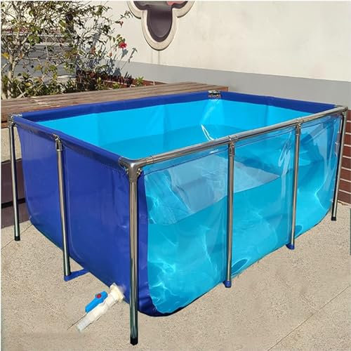 étang De Piscine D'aquarium Transparent Avec Valve De Vidange, Toile En Pvc Avec Cadre En Acier Et Fenêtre De Visualisation Transparente Pour étangs, Aquarium, Poissons Rouges Koi,150x100x71cm