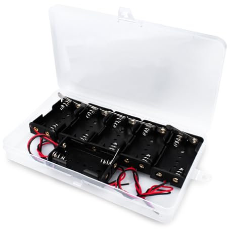 Innfeeltech 6 Pcs 2 x 1.5V AA Battery Holder, Wire Leads Battery holder case box with Knife-Switch