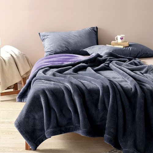 YISURE Manta Impermeable Amor Manta 230x203cm para Parejas, Tamaño King Manta Salpicaduras Gris y Morado para Parejas Adultas, Reversible Muebles o Cama Protector de Colchón