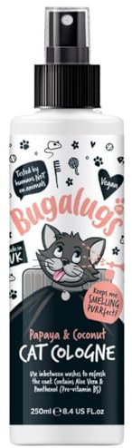 Bugalugs Cologne For Cats. Leave in spray to condition, nourish and hydrate skin and coat. Professional cat cleaning and grooming formula use with cat shampoo (Cologne 250ml)