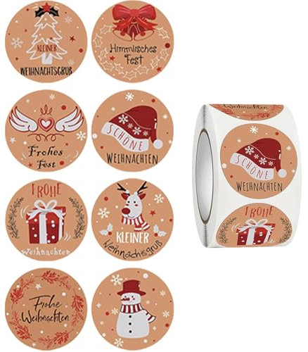 500 Stück Sticker Weihnachten,Aufkleber Weihnachten,Weihnachtsaufkleber Selbstklebend,Frohe Rolle Rund,Etiketten Mit Weihnachts Christmas,Kraft Papier Stickers,Weihnachtssticker Aufklebern Besondere