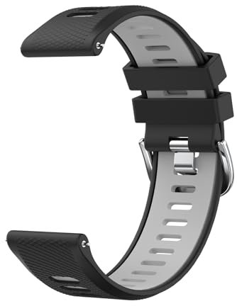 YLK Correa 22mm para Reloj Inteligente, Liberación Rápida de Silicona Dos Colores Sport Suave Pulsera de Repuesto para Smartwatch Hombre Mujer (Negro/Gris)