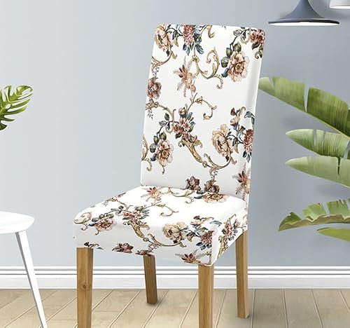 Stuhlhussen Beige Pink Retro Stuhlbezug Stretch Removable Stuhlhussen 6er Set Universal Stuhlhussen Schwingstühle Chair Covers für Hotel Hochzeit Bankett Küche Restaurant Party