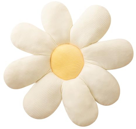 PORUPAEL Blumenkissen, Kissen Blume, Kissen Blumenform, Blumen Kissen, Kissen Sofa, Blumenbodenkissen Sitzkissen Kissen Bunt für Schlafzimmer, Sofa, Stuhl, Dekoration 38cm (Weiß 2)